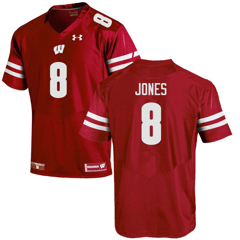 Men #8 Avyonne Jones Wisconsin Badgers College Football Jerseys Sale-Red - Click Image to Close